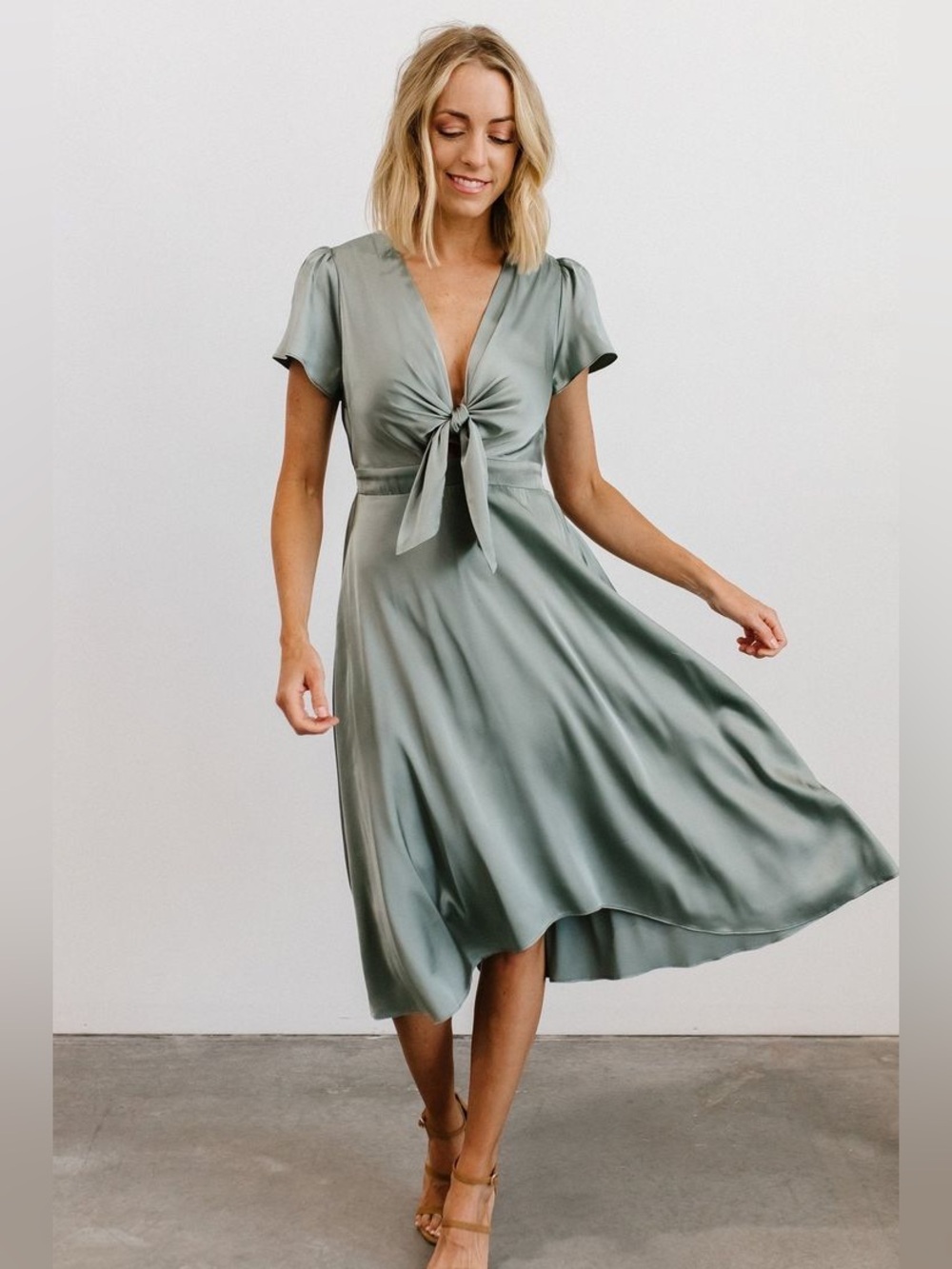 Baltic Born Poppy Satin Midi Dress NEW XL Eucalyptus Formal Bridesmaid Festive